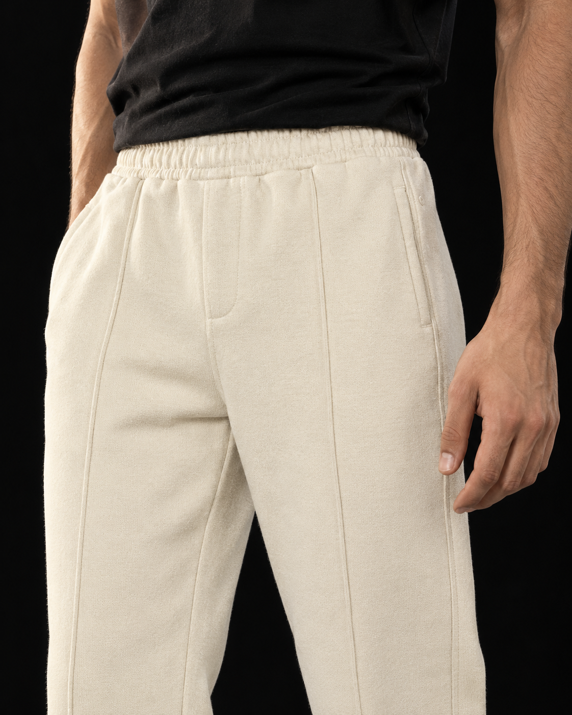 Single Pleat Straight Fit Trouser — 320 GSM Fleece / Off-White