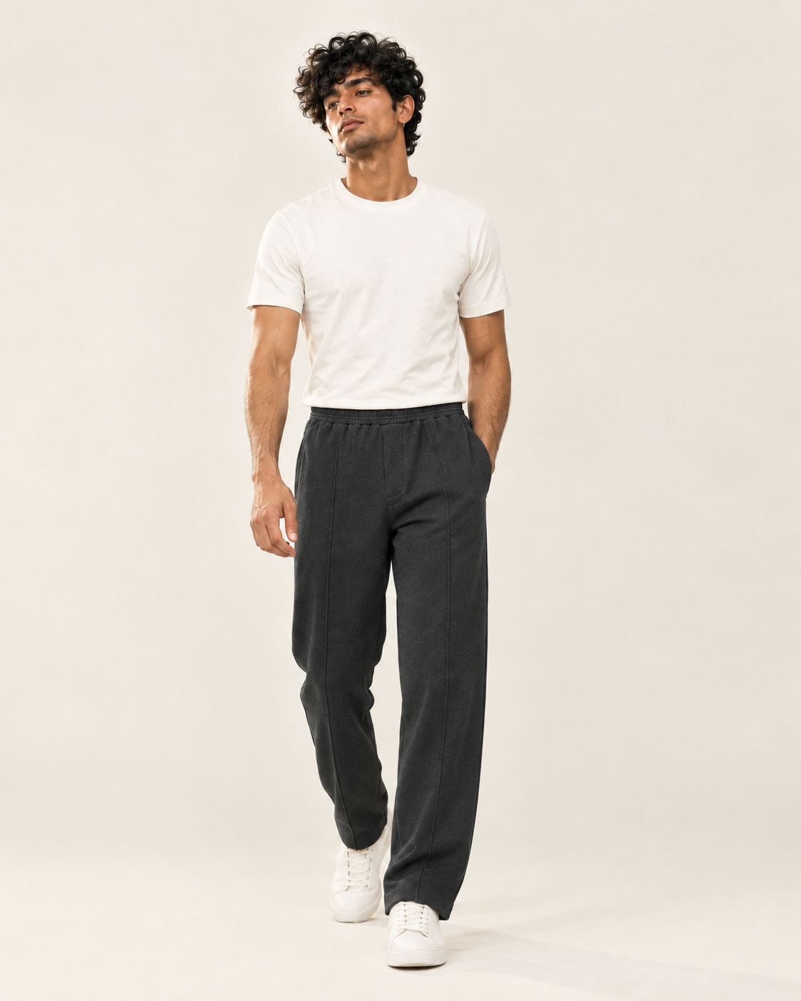 Single Pleat Straight Fit Trouser — 320 GSM Fleece / Dark Grey