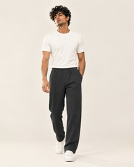 Single Pleat Straight Fit Trouser — 320 GSM Fleece / Dark Grey