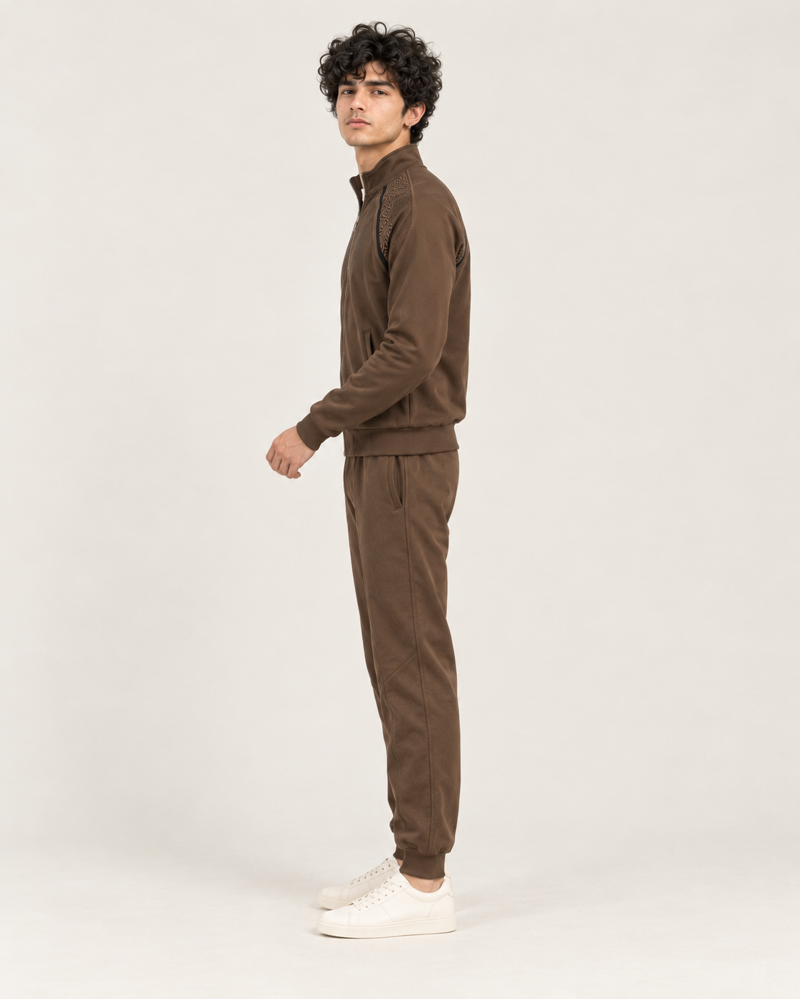 Poleyester fleece tracksuit Dark Brown