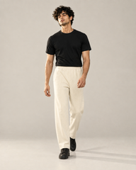 Single Pleat Straight Fit Trouser — 320 GSM Fleece / Off-White