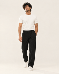Single Pleat Straight Fit Trouser — 320 GSM Fleece / Black