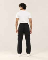 Black Cargo Six Pocket Trouser — 320 GSM Fleece