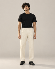 Single Pleat Straight Fit Trouser — 320 GSM Fleece / Off-White