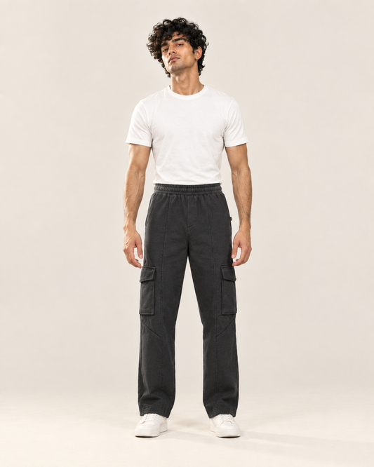 Dark Grey Cargo Six Pocket Trouser — 320 GSM Fleece