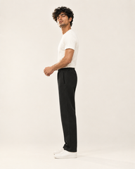Single Pleat Straight Fit Trouser — 320 GSM Fleece / Black