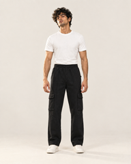 Black Cargo Six Pocket Trouser — 320 GSM Fleece