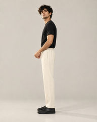 Single Pleat Straight Fit Trouser — 320 GSM Fleece / Off-White