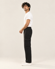 Black Cargo Six Pocket Trouser — 320 GSM Fleece