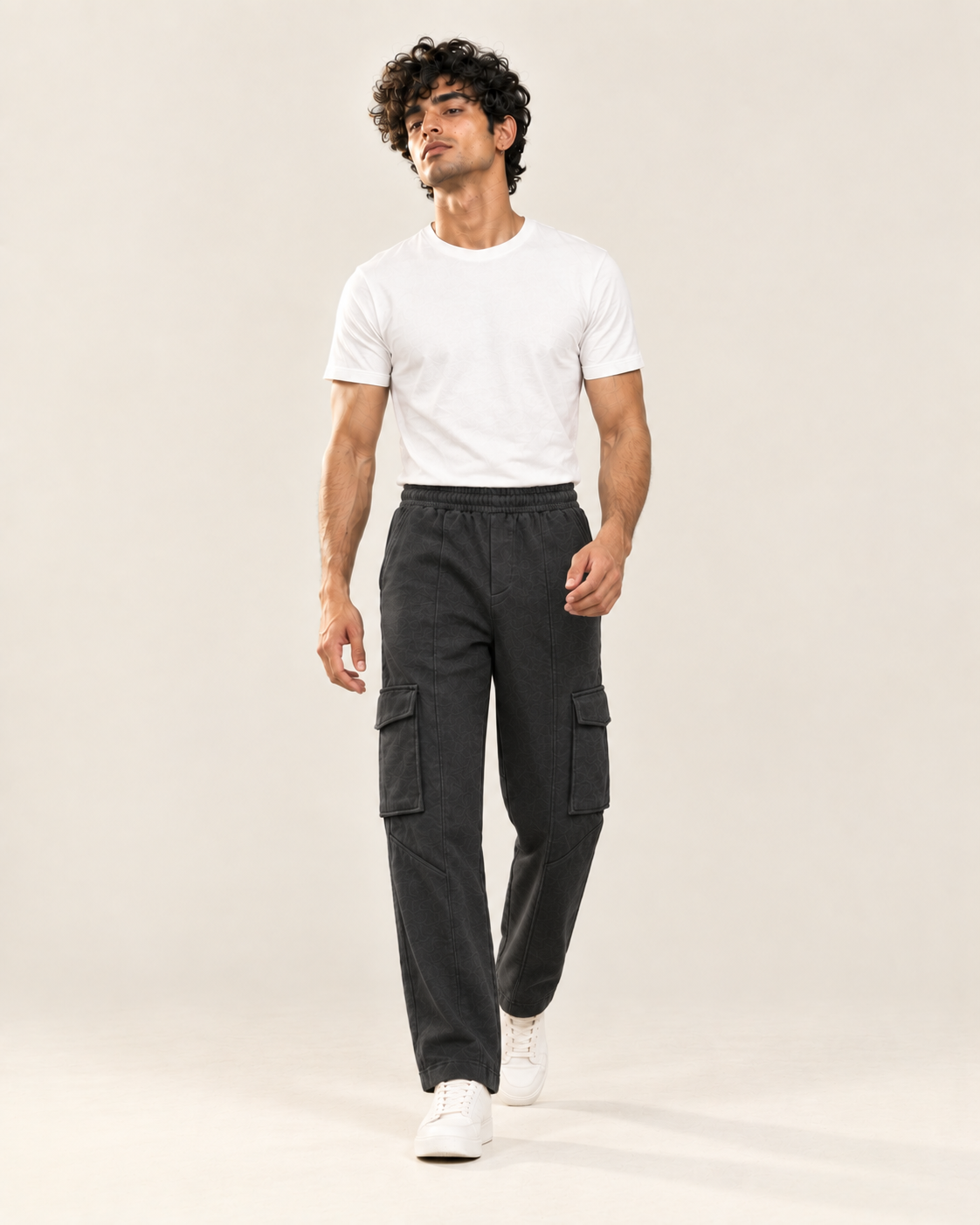 Dark Grey Cargo Six Pocket Trouser — 320 GSM Fleece