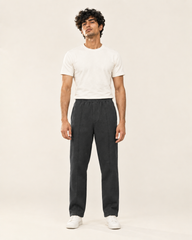 Single Pleat Straight Fit Trouser — 320 GSM Fleece / Dark Grey