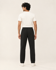 Single Pleat Straight Fit Trouser — 320 GSM Fleece / Black