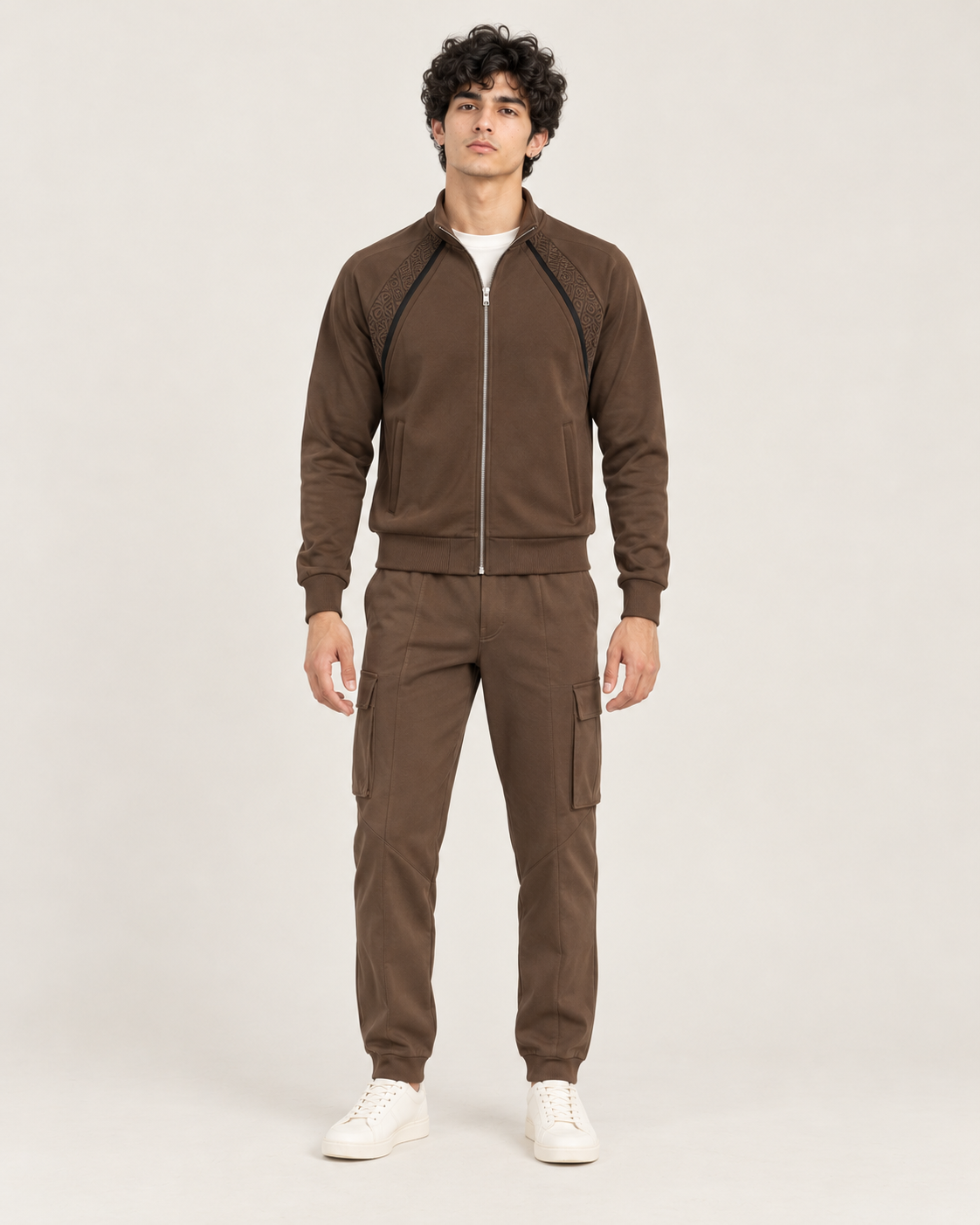 Poleyester fleece tracksuit Dark Brown